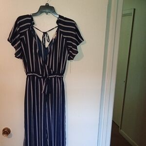 Lusb Navy And White Striped Jumper With Tie Back Size Small